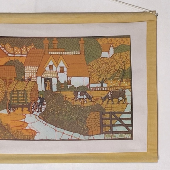 Vintage 1974 Batik Painting Canadian Artist Rohana Laing Wall Hanging - Picture 6 of 12